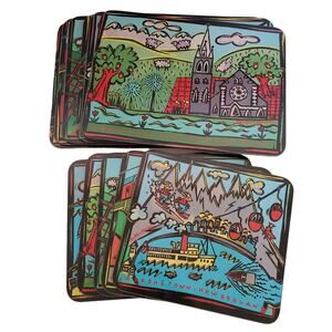 Vintage Jason Hard Placemats Set of 11 New Zealand Cities Cork Backed